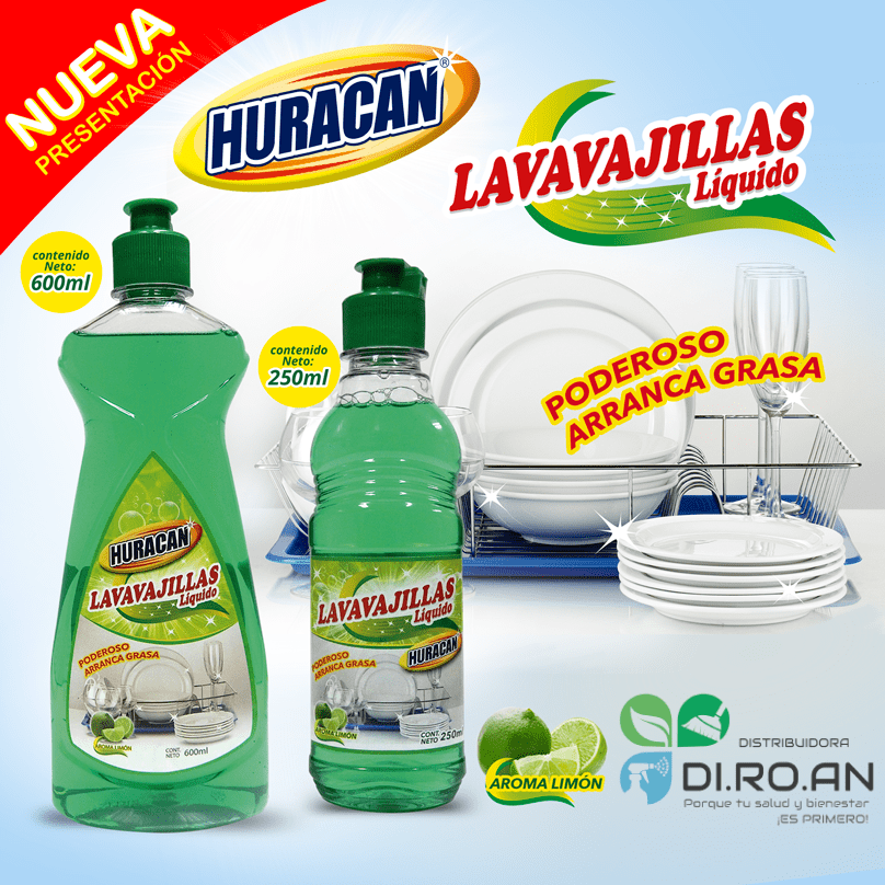 Lavavajillas Líquido Huracán® – Distribuidora DI.RO.AN